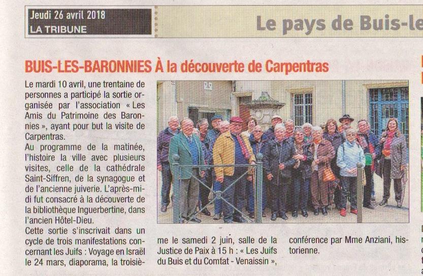 Visite de Carpentras le 10 avril 2018