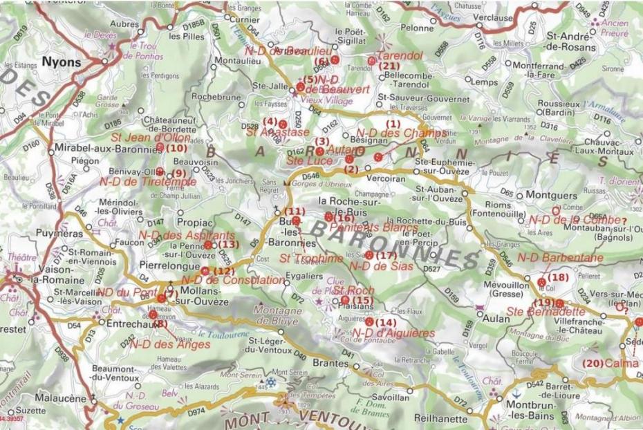 Carte des chapelles en Baronnies